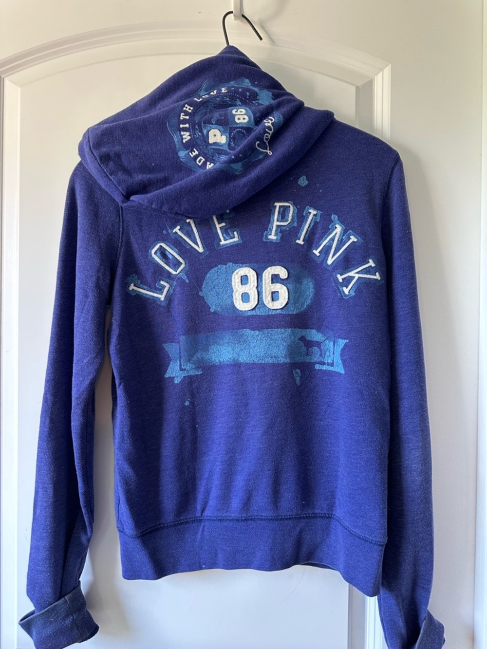 PINK Love Pink 86 Y2K Blue Zip Hoodie